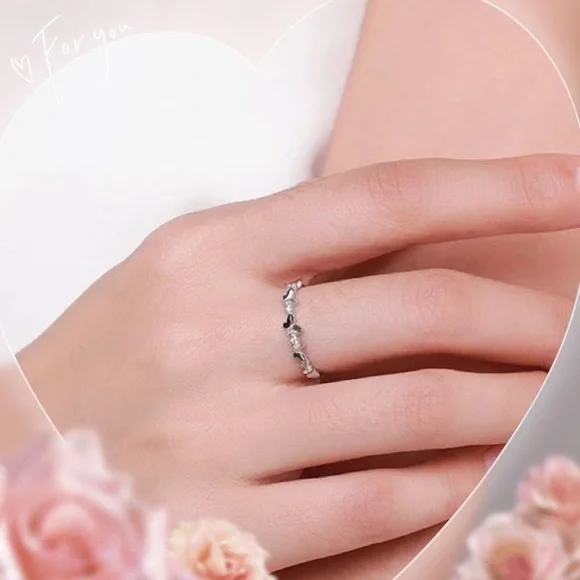 💝925 sterling silver butterfly dainty wedding band sister friendship ring gift - Picture 6 of 8